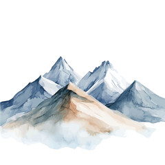 Watercolor_style_painting_of_hand_painted_mountain, Hand-painted, vectorized, vector set available in EPS, Simple design, EPS