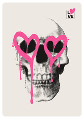 Love Skull Graffiti Illustration