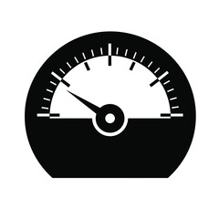 Black silhouette of a semi circular gauge with needle