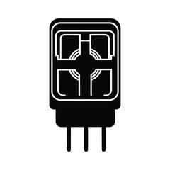 Black silhouette of a sensor component with three pins