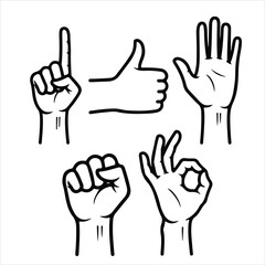 Obraz premium Collection of Hands Gestures and Signals Vector Illustrations