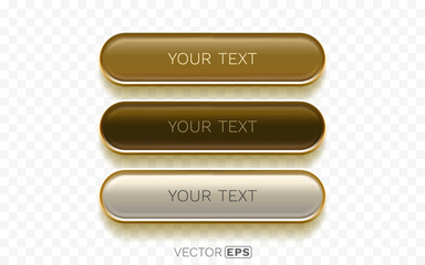 Naklejka na ściany i meble Stylish set of glossy brown and gold web buttons. Perfect for modern user interface and navigation design.
