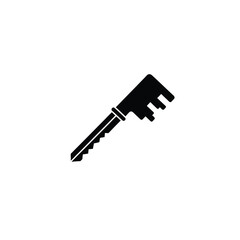 Black silhouette of a skeleton key on white background