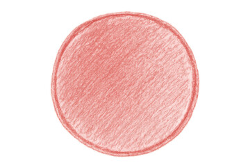 Red crayon hand-drawn circle texture on transparent background, round shape illustration, abstract frame design