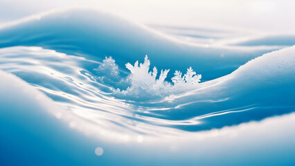 Abstract rendering of cold liquid creating ice crystal patterns, symbolizing the beauty of winter, cold energy, and seasonal aesthetic.
