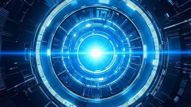 Futuristic blue circular tunnel