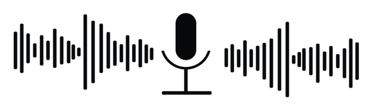 Audio waves icon. Voice message and sound representation, vector illustration.