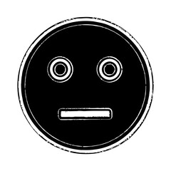 Distressed Black White Grunge Style Neutral Face Icon