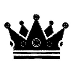 Graphic Black Crown Icon with Distressed Grunge Texture