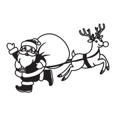 Santa Claus and Reindeer Delivering Christmas Gifts