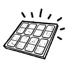 Hand-drawn Grunge Solar Panel Grid with Radiant Energy Sketch