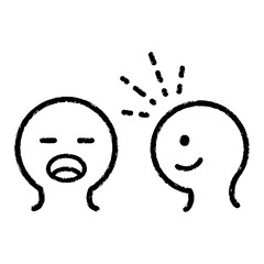Minimalist Sketch Line Art of Two Heads with Idea and Distress