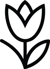 A single ripe red tomato with a green stem and leaves presented isolated on white background.