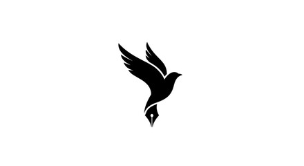 Elegant Bird and Pen Logo Design for Creative Writing 1.