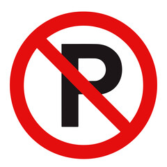 No Parking Sign With Letter P prohibition forbidden