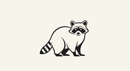 Raccoon Illustration A Detailed Black and White Vector Image.