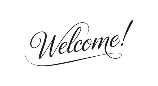 "Welcome." Hand-drawn vector lettering on a background