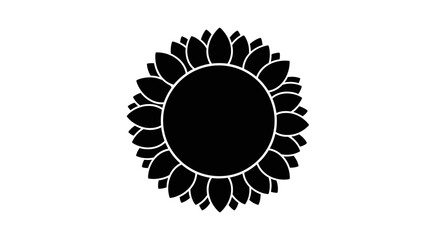 Black and White Sunflower Illustration with Detailed Petals.