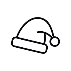 Simple Outline of a Santa Hat on White Background for Holiday Graphics