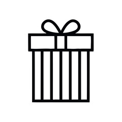 Simple Outline of a Wrapped Gift Box with a Ribbon Bow on White