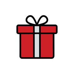 Red Christmas Gift on White Background