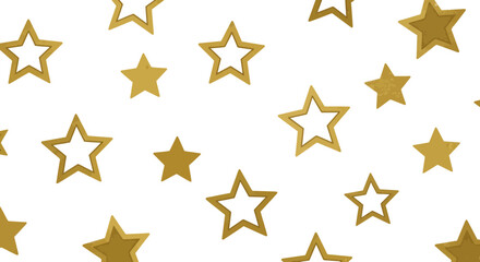 Obraz premium Elegant golden stars scattered across a clean white backdrop creating a celebratory motif