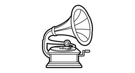 Elegant vintage gramophone outline representing nostalgic music and classic design