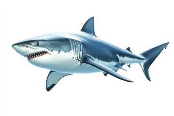 Naklejka premium Isolated Shark Swimming on White Background