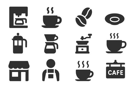 Coffee shop icon set. coffee-themed vector design for cafes. premium coffee symbols for branding. - Powered by Adobe