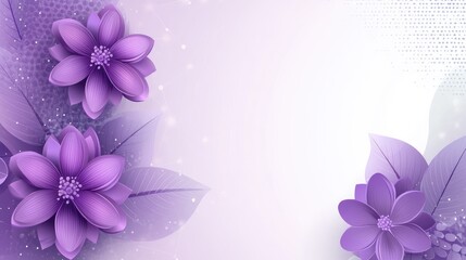 Elegant Purple Floral Background with Artistic Flowers and Leaves