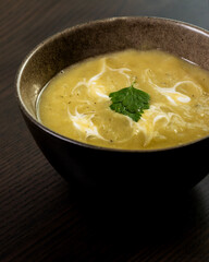 Potato and Leek Soup with Cream in Bowl – Cozy Comfort Food