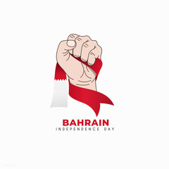 Bahrain flag ribbon is held and wrapped around the hand, Bahrain independence day, December 1