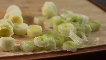 Fresh Leek on Wooden Cutting Board – Healthy Kitchen Ingredient