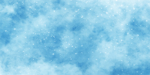 Abstract winter blue snowfall pattern texture background with bright snowflake light design for Christmas and New Year celebration