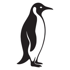 Naklejka premium Black and white silhouette of a penguin standing upright in side profile with minimalist styling.