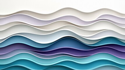 Obraz premium An abstract design featuring layered, wavy shapes in various shades of blue and purple, creating a minimalist and modern aesthetic.