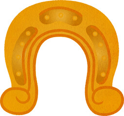 Gold Horseshoe for Good Luck Illustration Watercolor Hand Drawn Style
