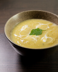 Potato and Leek Soup with Cream in Bowl – Cozy Comfort Food
