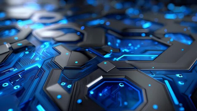 Abstract digital circuitry blue glowing lines technology background