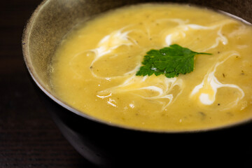 Potato and Leek Soup with Cream in Bowl – Cozy Comfort Food