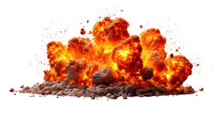 Explosive Energy: Witness the raw, untamed power of a dynamic explosion, as fire and debris erupt in a fiery spectacle. A scene of intense energy and destruction.