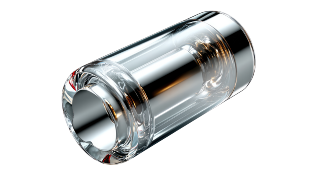 Metallic Cylinder: A gleaming metallic cylinder, its polished surface reflecting light, is showcased, its geometric form standing out against a clean background.