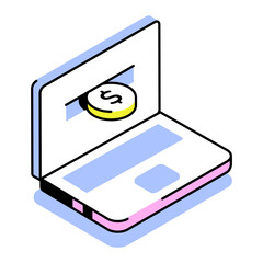 An isometric style icon depicting online transfer