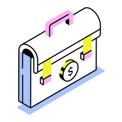 An isometric style icon representing business bag