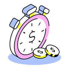 An isometric style icon depicting investment time