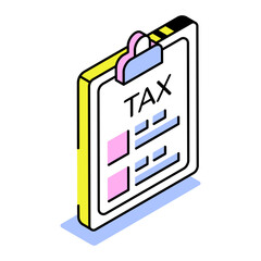 An isometric style icon showing tax form