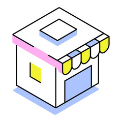 An isometric style icon depicting shop