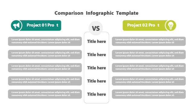 Comparison Infographic Featuring Project One and Project Two with Placeholder Text and Titles
