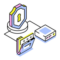 An isometric style icon representing data security