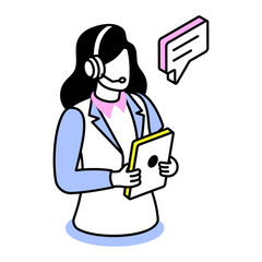 An isometric style icon depicting customer service